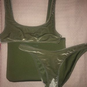 Green Velvet Triangl Bathing Suit